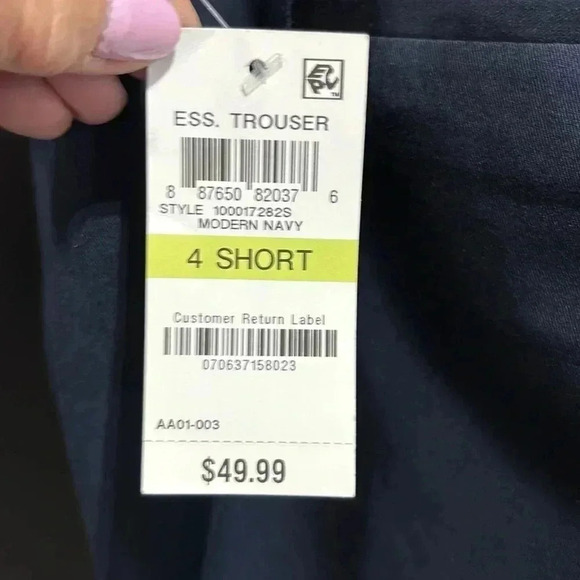 Alfani Curvy Fit trousers, short length, pockets,belt loop.zip fly,stretch,navy - Picture 9 of 10